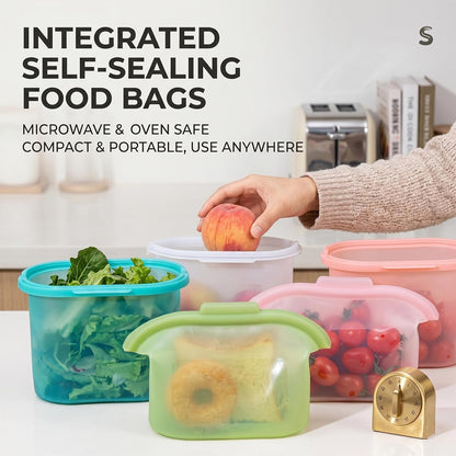 Silicone Storage, Silicone Food Storage Bags, Spliceable, wide opening, Reusable Silicone Storage Bags, High-Temperature Resistant, Leak-Proof, Microwave and Dishwasher Safe (pink)