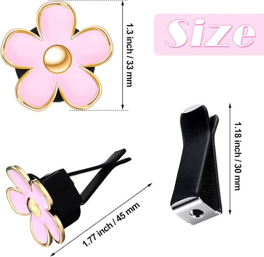 6 Pcs Daisy Vent Clips for Car, 3/3.3 cm, Pink