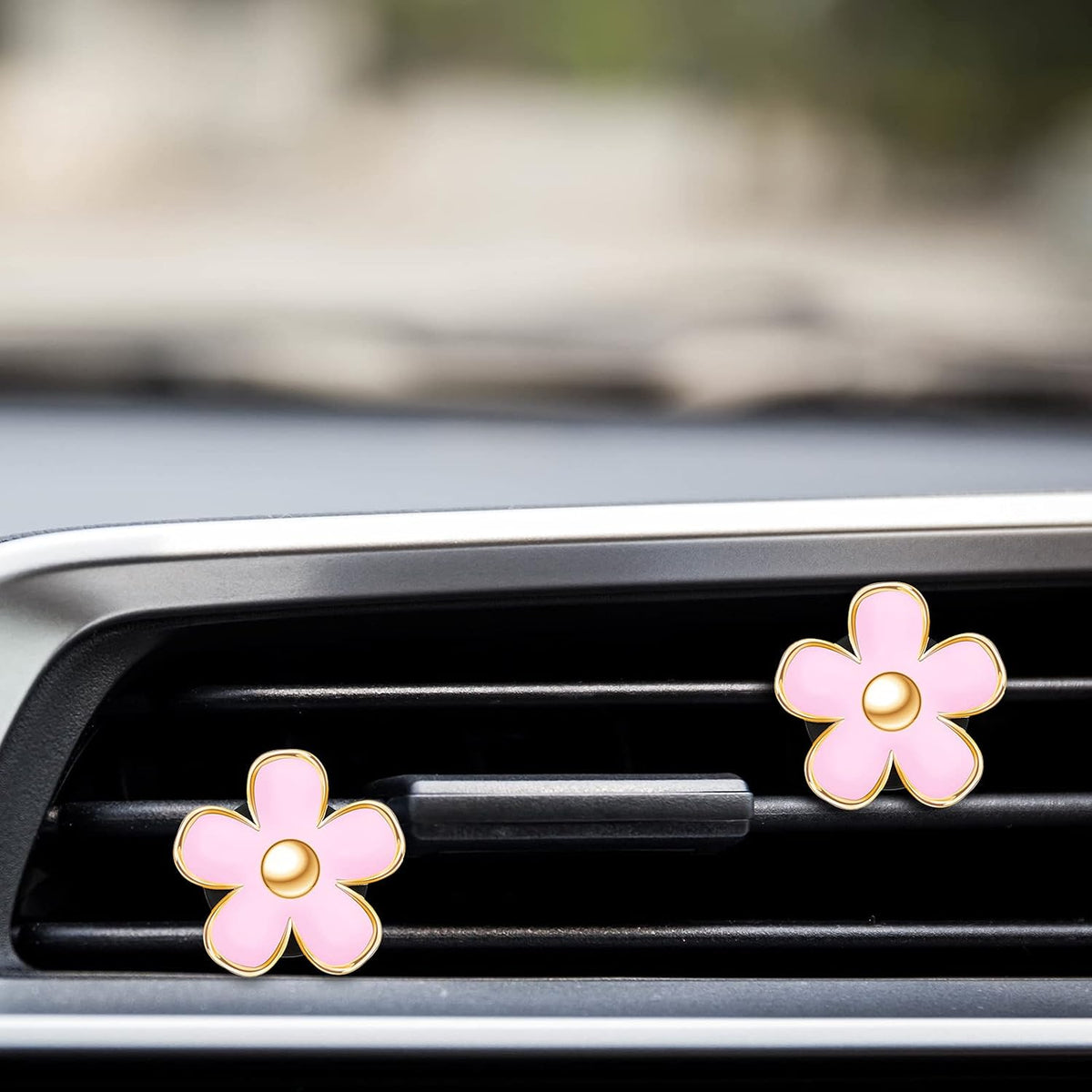 6 Pcs Daisy Vent Clips for Car, 3/3.3 cm, Pink