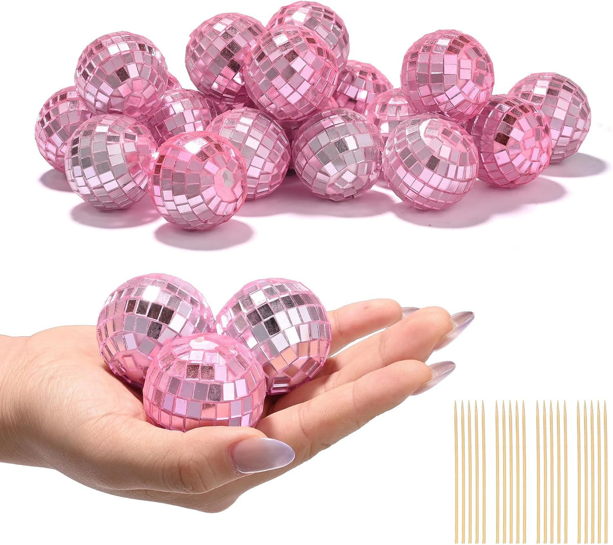 20PCS 1.6" Small Disco Ball Mirror Mini Hanging Glass Decoration
