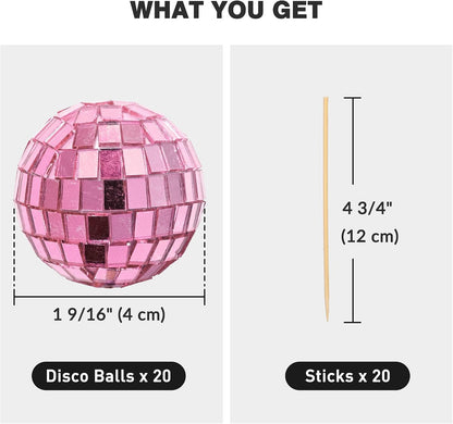 20PCS 1.6" Small Disco Ball Mirror Mini Hanging Glass Decoration