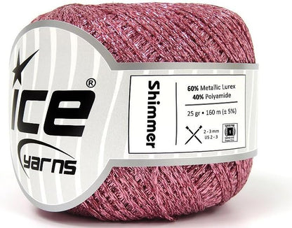 Pink Shimmer Ribbon Floss - Metallic Braided Flat Ribbon 25gr 174yd
