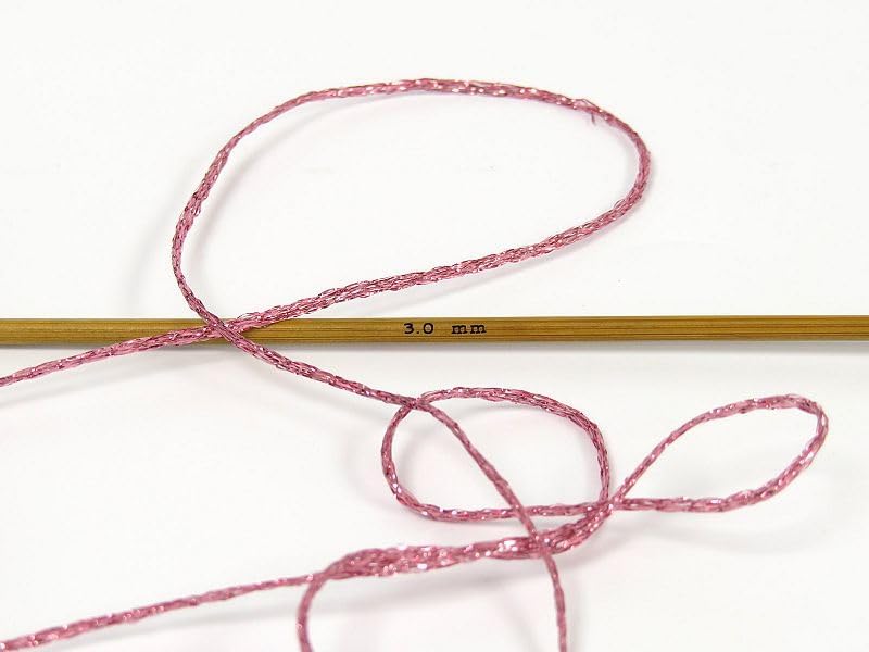 Pink Shimmer Ribbon Floss - Metallic Braided Flat Ribbon 25gr 174yd