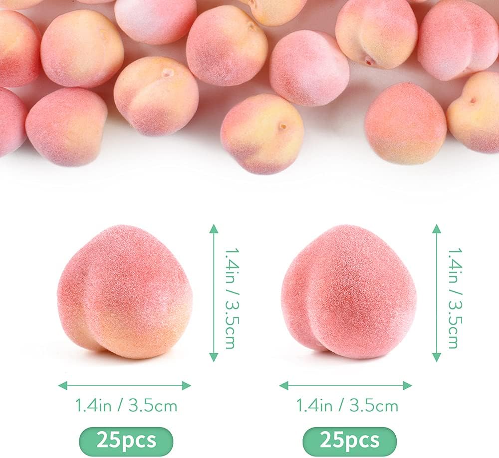 Artificial Peach, Mini Fake Fruit Peach Simulation Pink Yellow Peach Fake Fruit Model Home House Kitchen Party Decoration Desk Ornament- 3.5CM(50pcs Pink)