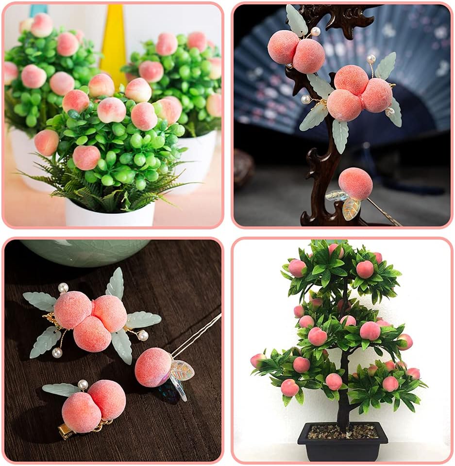 Artificial Peach, Mini Fake Fruit Peach Simulation Pink Yellow Peach Fake Fruit Model Home House Kitchen Party Decoration Desk Ornament- 3.5CM(50pcs Pink)
