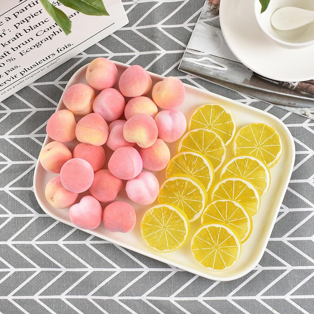 Artificial Peach, Mini Fake Fruit Peach Simulation Pink Yellow Peach Fake Fruit Model Home House Kitchen Party Decoration Desk Ornament- 3.5CM(50pcs Pink)