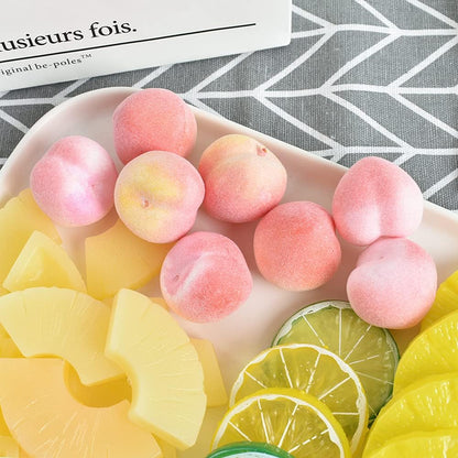 Artificial Peach, Mini Fake Fruit Peach Simulation Pink Yellow Peach Fake Fruit Model Home House Kitchen Party Decoration Desk Ornament- 3.5CM(50pcs Pink)