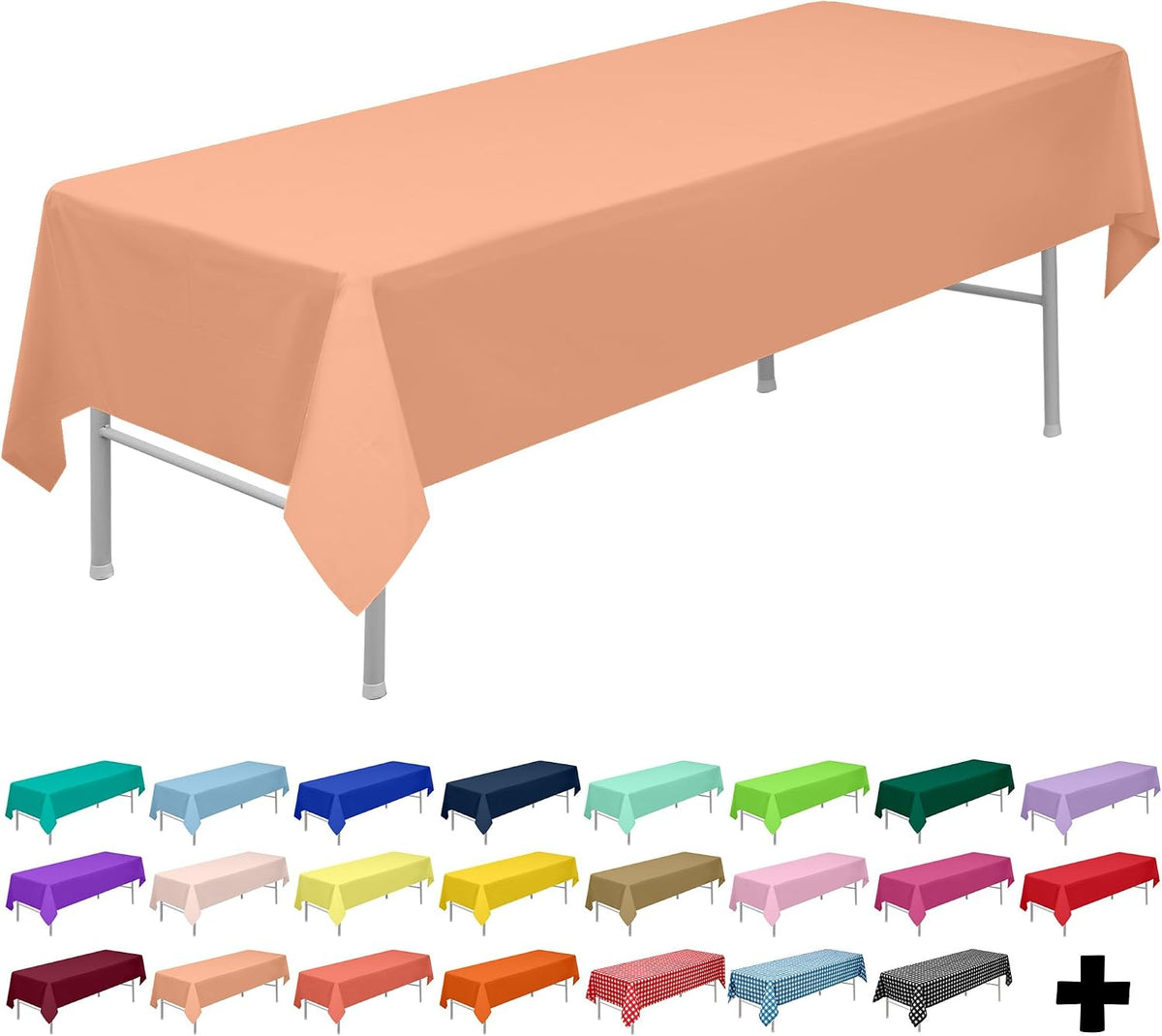 Peach Tablecloths Plastic 3-Pack Premium 54 Inches x 108 Inches Disposable Table Covers Decorative Table Cloths for Rectangle Tables