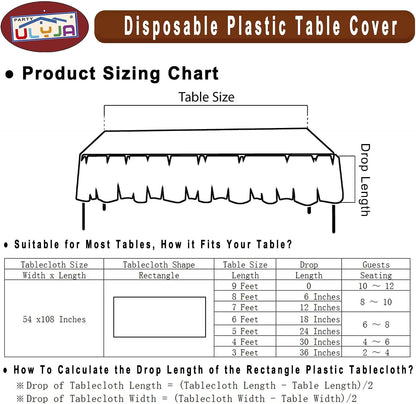Peach Tablecloths Plastic 3-Pack Premium 54 Inches x 108 Inches Disposable Table Covers Decorative Table Cloths for Rectangle Tables