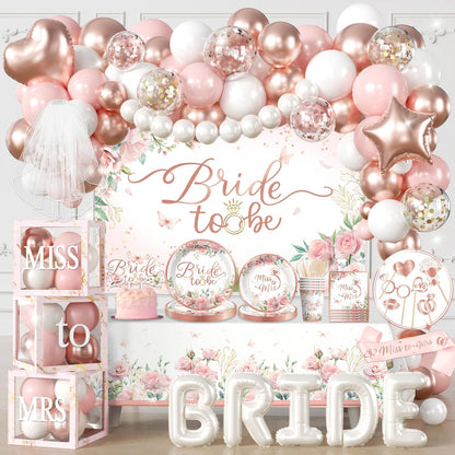 Cocomigo 330pcs Bride to Be Decorations for Bridal Shower, Serves 25