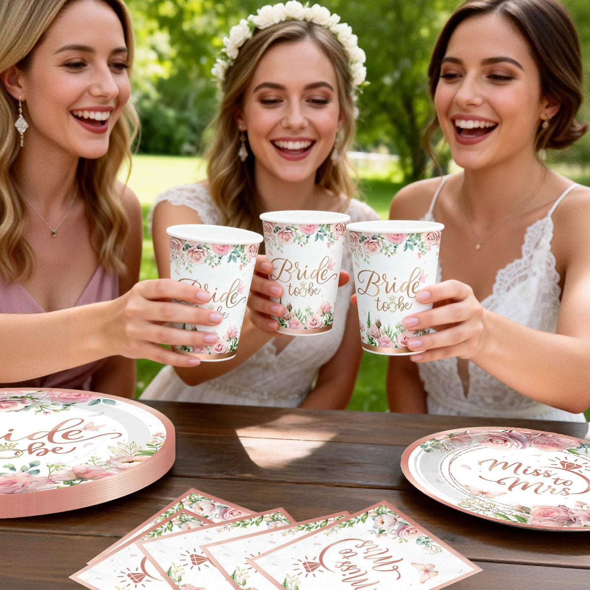 Cocomigo 330pcs Bride to Be Decorations for Bridal Shower, Serves 25