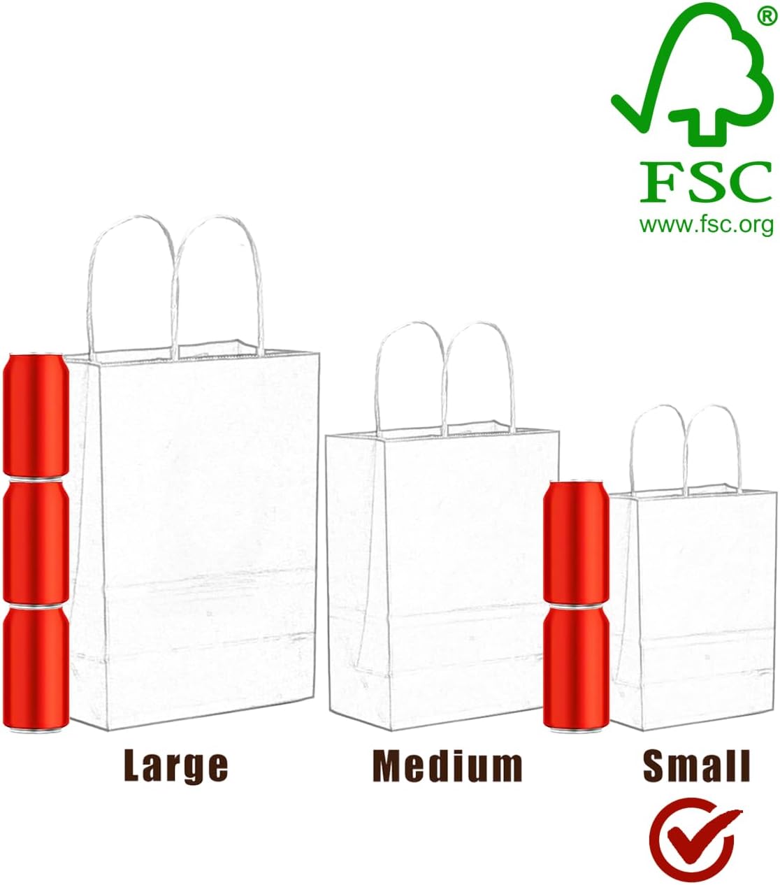 24PCS Small Gift Bag with Handles Bulk 8.3"x6"x3" Gift Bags Rose Pink Bags Multiple Uses (Small Size)