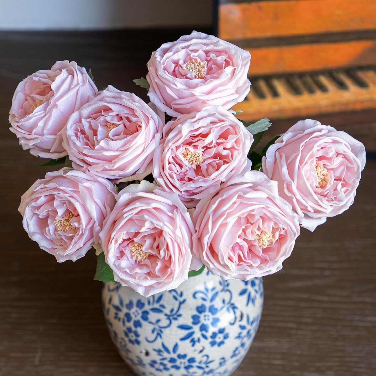 Fake Flowers for Decoration Home Decor Artificial Flowers Austin Rose Peony Latex Fake Flower Living Room Decoration Vivid Pink Roses Peonies (Light Pink 4pcs)