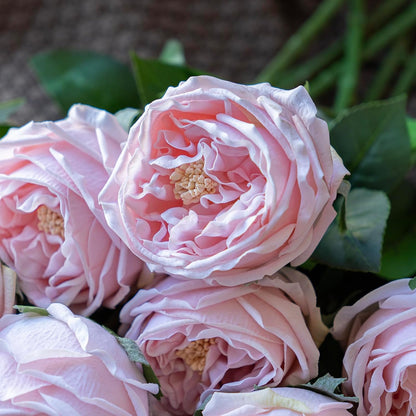 Fake Flowers for Decoration Home Decor Artificial Flowers Austin Rose Peony Latex Fake Flower Living Room Decoration Vivid Pink Roses Peonies (Light Pink 4pcs)