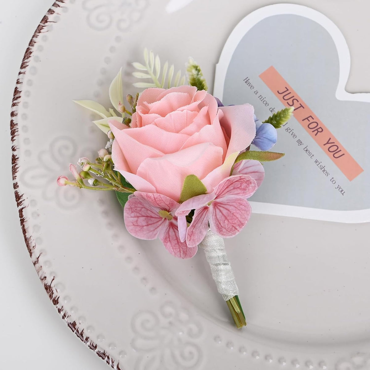 2 Pieces Corsage & Boutonniere Set, Pink (X1-MX)