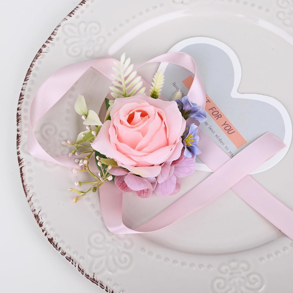 2 Pieces Corsage & Boutonniere Set, Pink (X1-MX)