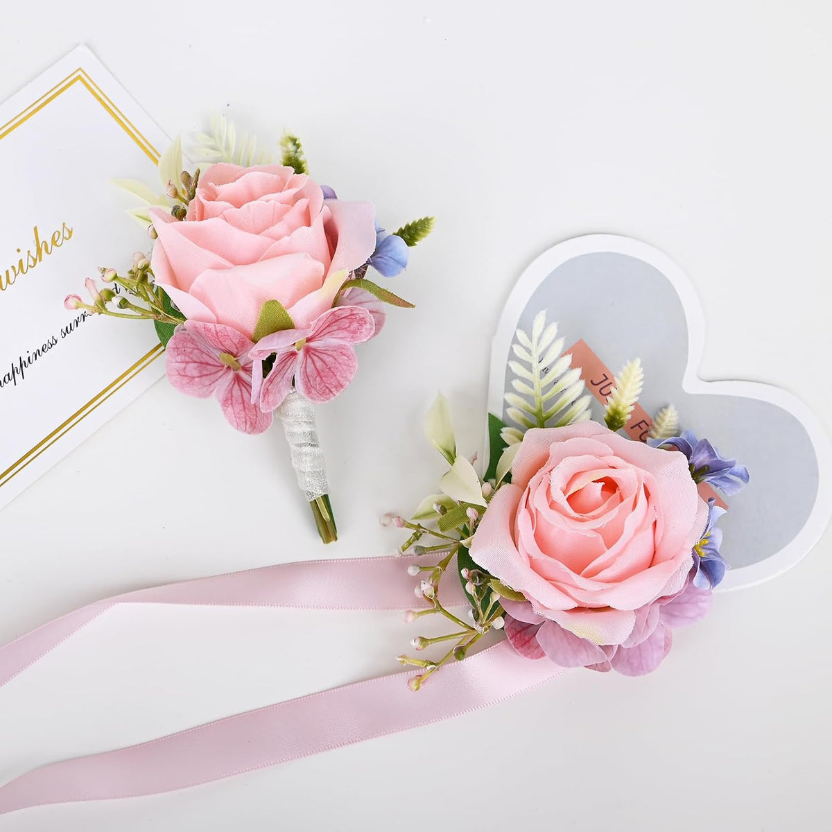 2 Pieces Corsage & Boutonniere Set, Pink (X1-MX)
