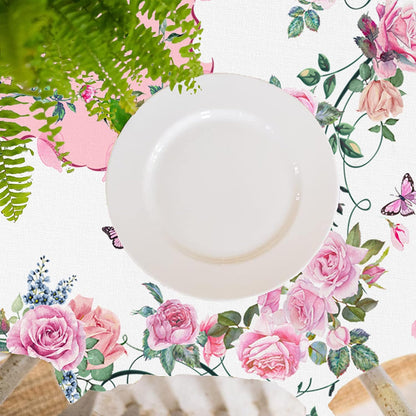 Yighty Pink Rectangle Tablecloth, Rose Flower Printed, Waterproof Floral 60x84inch, Suitable for Indoor and Outdoor, Holiday Kitchen Restaurant and Party