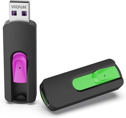 2 Pack 64GB USB Flash Drives USB 3.0 Flash Drive Slide Retractable USB Memory Stick 64G Data Storage,Green/Pink