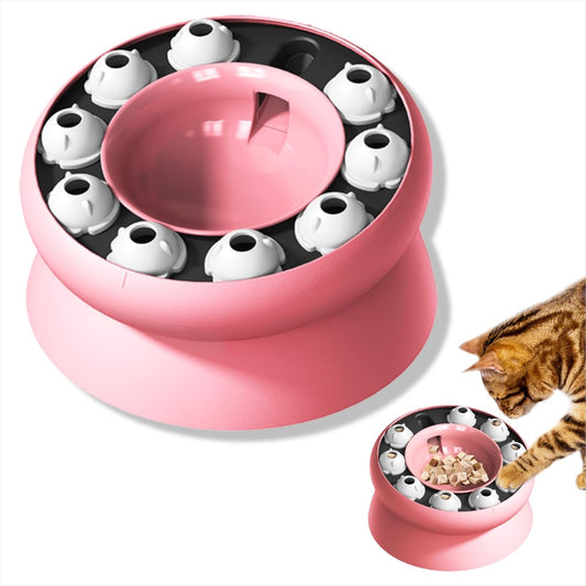 Interactive Cat Puzzle Feeder, Cat Puzzle Toy Treat Dispenser Kitten, Enrichment Toys for Indoor Cats, Slow Feeder Treat Puzzle Toy Cats Stimulation Toys (Pink)