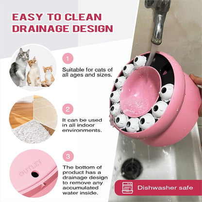 Interactive Cat Puzzle Feeder, Cat Puzzle Toy Treat Dispenser Kitten, Enrichment Toys for Indoor Cats, Slow Feeder Treat Puzzle Toy Cats Stimulation Toys (Pink)