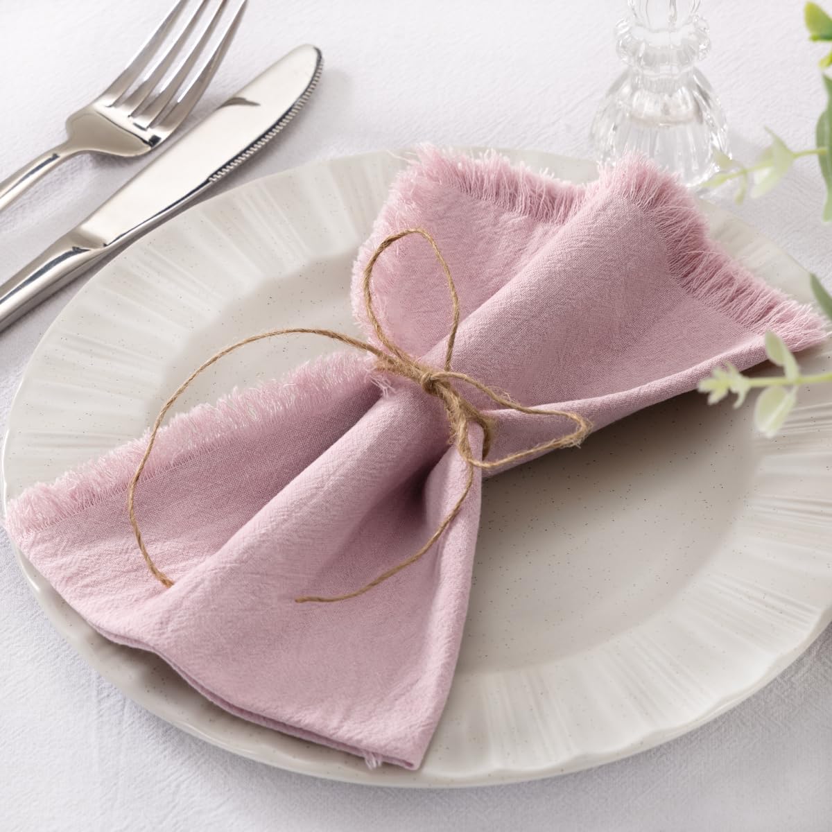 Socomi Linen Napkins Pink Valentine's Day Fall Thanksgiving Cloth Napkins Bulk Washable Cotton Napkins Set of 10 17"x17" for Wedding Party Bridal Baby Shower Birthday Table Decorations