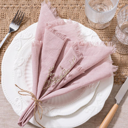 Socomi Linen Napkins Pink Valentine's Day Fall Thanksgiving Cloth Napkins Bulk Washable Cotton Napkins Set of 10 17"x17" for Wedding Party Bridal Baby Shower Birthday Table Decorations