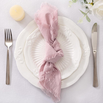 Socomi Linen Napkins Pink Valentine's Day Fall Thanksgiving Cloth Napkins Bulk Washable Cotton Napkins Set of 10 17"x17" for Wedding Party Bridal Baby Shower Birthday Table Decorations