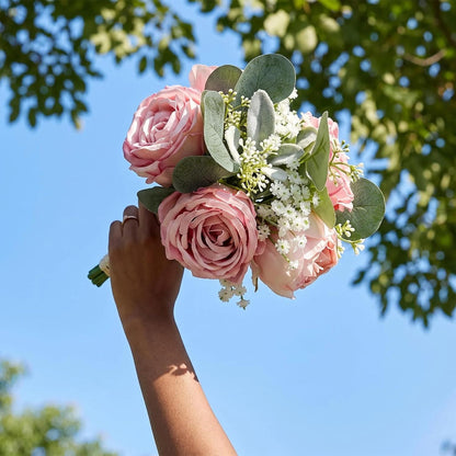 Set of 6 Dusty Pink Peonies & Rose Bridesmaid Bouquets for Wedding Marriage Proposal Bridal Shower Decorations