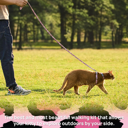 Adjustable Cat Harness and Leash Set Escape Proof (Pink)