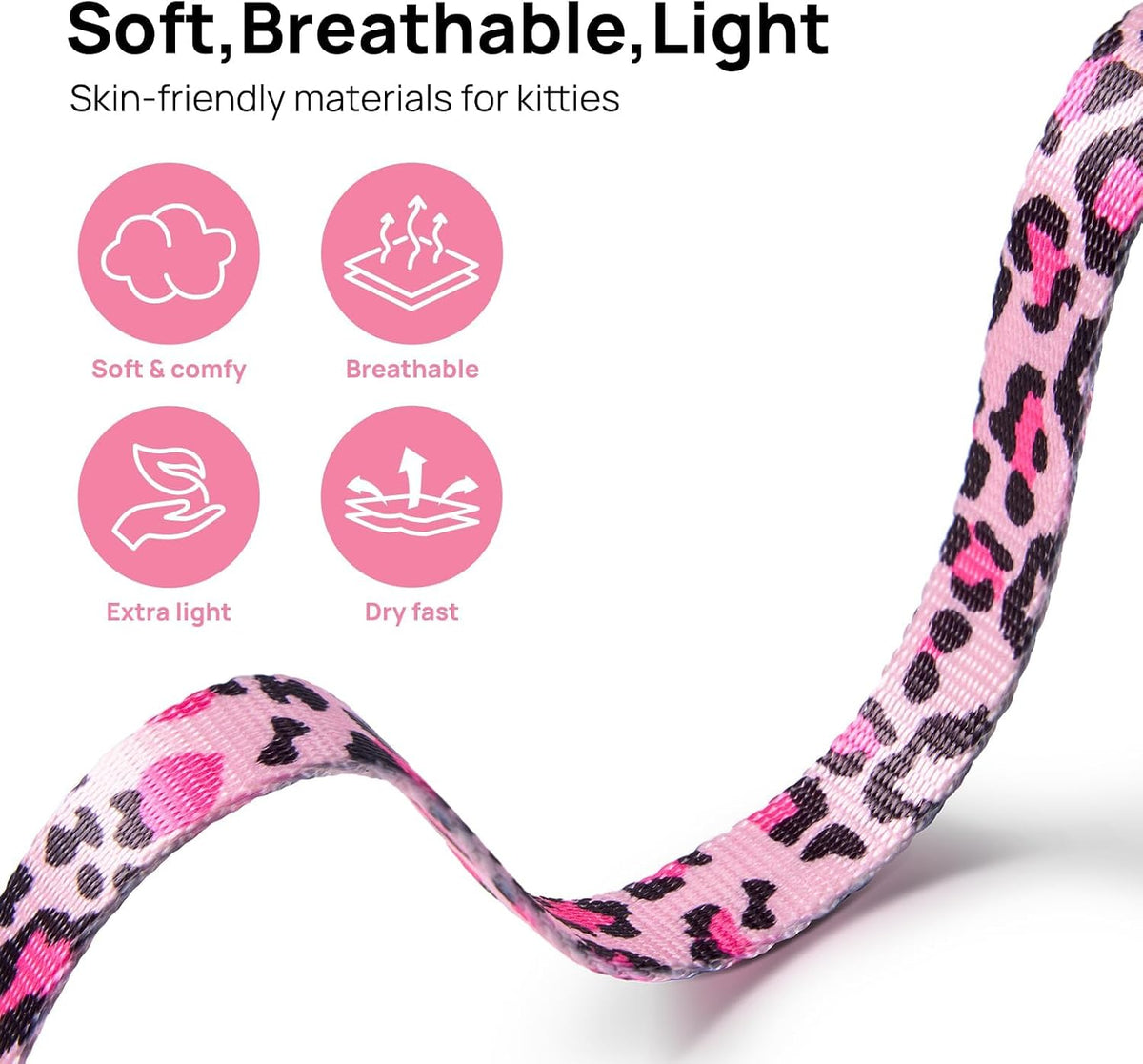 Adjustable Cat Harness and Leash Set Escape Proof (Pink)