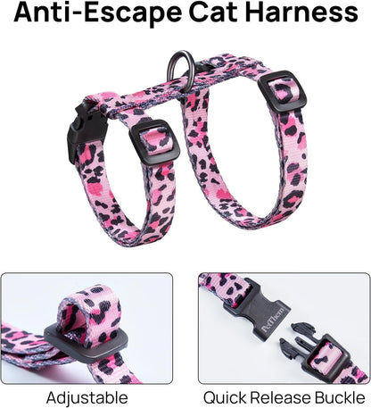 Adjustable Cat Harness and Leash Set Escape Proof (Pink)