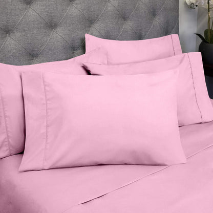 Queen Sheets Pink - 6 Piece 1500 Supreme Collection Fine Brushed Microfiber Deep Pocket Queen Sheet Set Bedding - 2 Extra Pillow Cases, Great Value, Queen, Pink (Pack of 1)