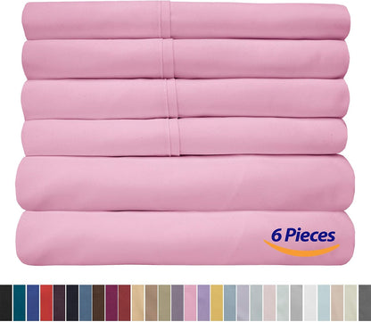 Queen Sheets Pink - 6 Piece 1500 Supreme Collection Fine Brushed Microfiber Deep Pocket Queen Sheet Set Bedding - 2 Extra Pillow Cases, Great Value, Queen, Pink (Pack of 1)