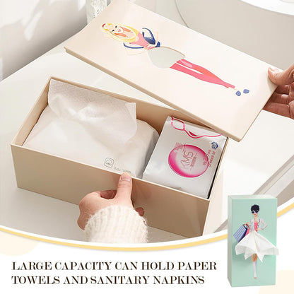 Upgrade Creative Tissue Boxes Holder, Lady Skirt Tissue Box Cover for Facial Tissues, Napkins, Office Countertops Living Room,Bedroom Decor (Pink)