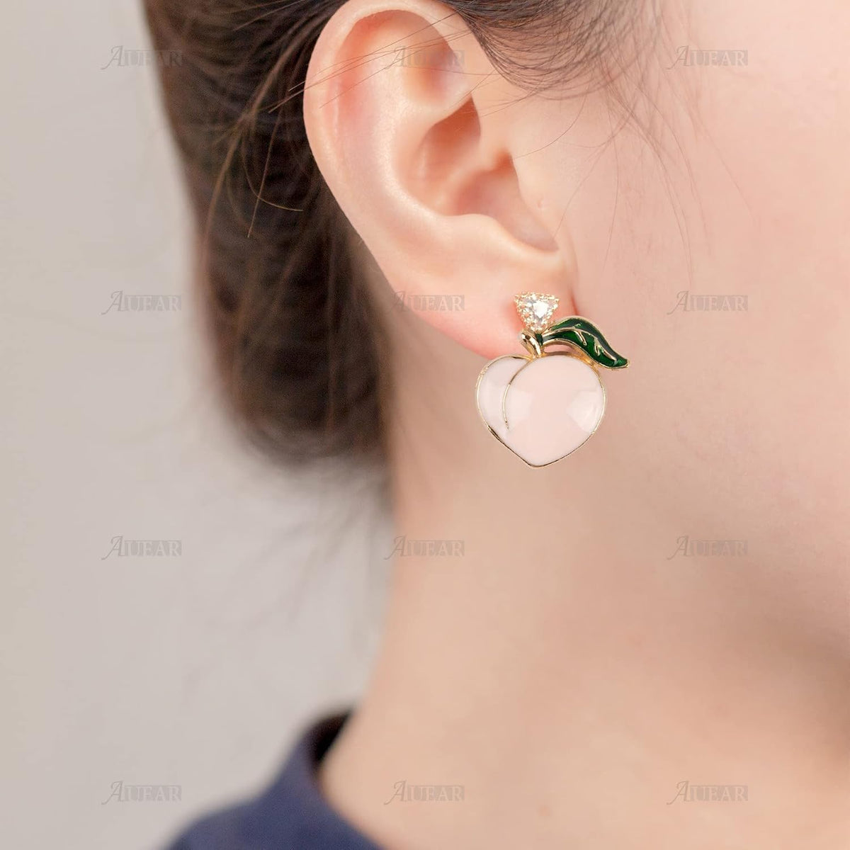 30 Pack Gold Plated Enamel 3D Peach Fruit Charm Pendant DIY for Earrings Necklace Bracelet Jewelry Making and Crafting
