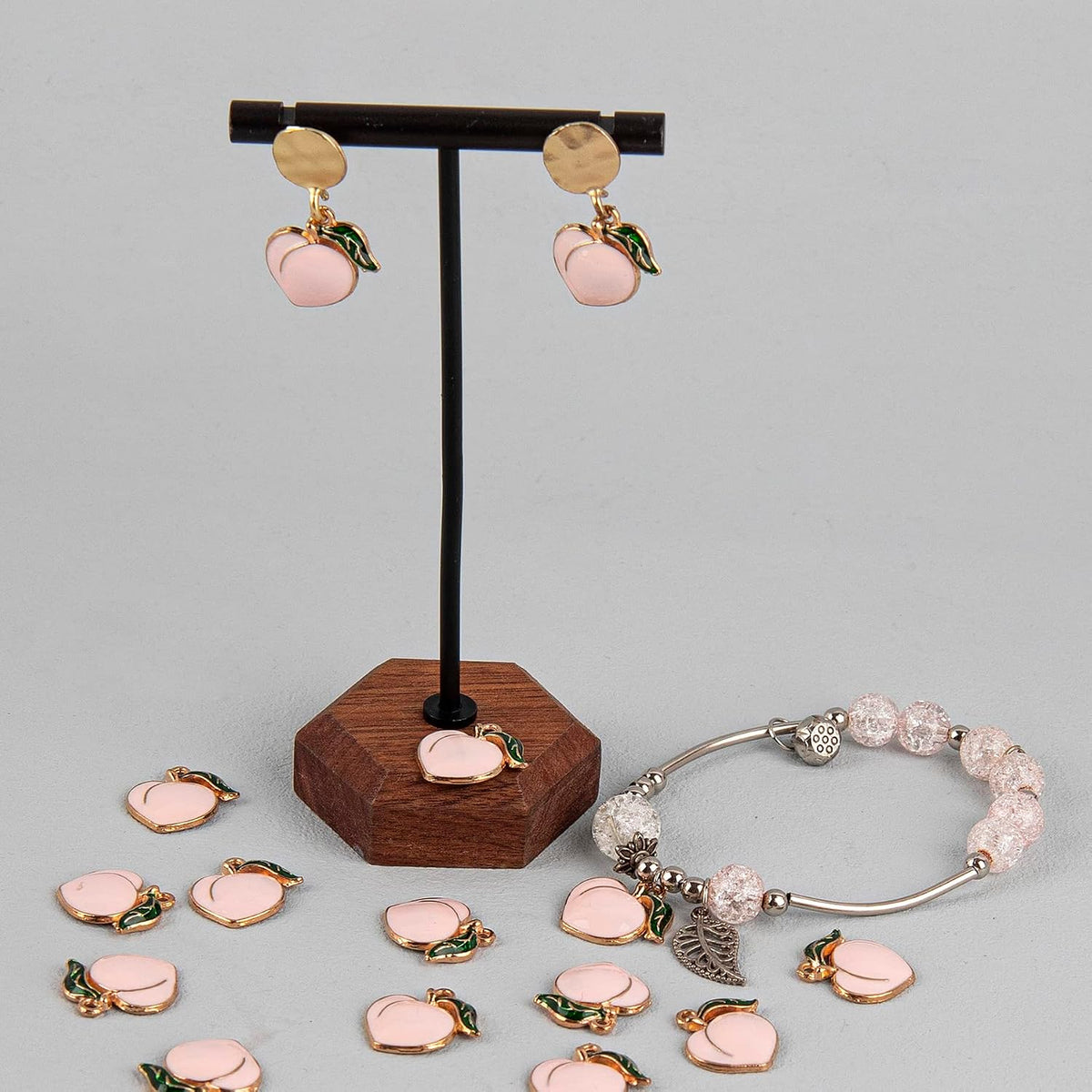 30 Pack Gold Plated Enamel 3D Peach Fruit Charm Pendant DIY for Earrings Necklace Bracelet Jewelry Making and Crafting