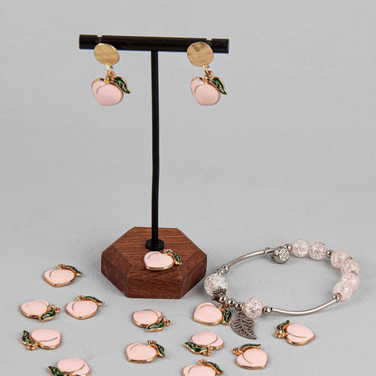 30 Pack Gold Plated Enamel 3D Peach Fruit Charm Pendant DIY for Earrings Necklace Bracelet Jewelry Making and Crafting