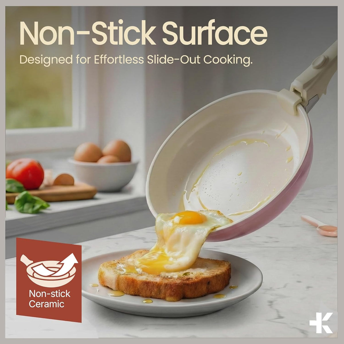 Bakken 17-Piece Ceramic Coated Aluminum Cookware Set, Nonstick Pots and Pans with Lids, Silicone Cooking Utensils & Oven Mitts, All Stovetop Safe Up To 500°F, PTFE & PFAS Free, Dishwasher Safe
