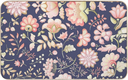 Flannel Quick Dry Bath Mat 24× 35 Inch, Pink Floral No Slip Bathroom Rug Plush Water Absorbing Bathroom Decorations Kitchen Rugs Anti Fatigue Anti Fatigue Mats for Kitchen Floor Carpet