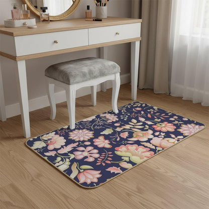 Flannel Quick Dry Bath Mat 24× 35 Inch, Pink Floral No Slip Bathroom Rug Plush Water Absorbing Bathroom Decorations Kitchen Rugs Anti Fatigue Anti Fatigue Mats for Kitchen Floor Carpet