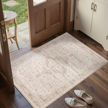 2x3 Pink Washable Entryway Rug,Small Door Mat for Bathroom Kitchen