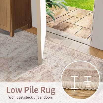 2x3 Pink Washable Entryway Rug,Small Door Mat for Bathroom Kitchen