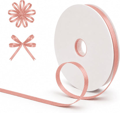 100 Yards Peach Pink Satin Ribbon 1/4 Inch Double Face Ribbon for Gift Wrapping Bouquets Crafts Wedding Decoration
