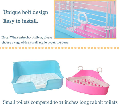 Hamiledyi Guinea Pig Potty Trainer Corner, Small Animals Triangle Plastic Litter Box, Bedding Litter Box Pee Pan Tray Toilet for Hamster Gerbil Bunny Ferret Chinchilla Hedgehog (Pink)