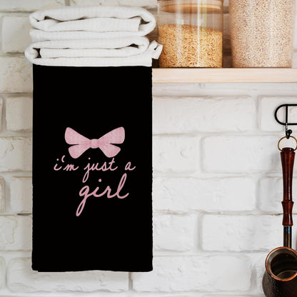 Coquette Trendy Black Pink Bows Kitchen Towels, Coquette Party Decor, Baby Girl Gifts, Girls Room College Dorm Apartment Bathroom Decor Decoration Tea Towels Kitchen Hand Towels 16x24 Inch