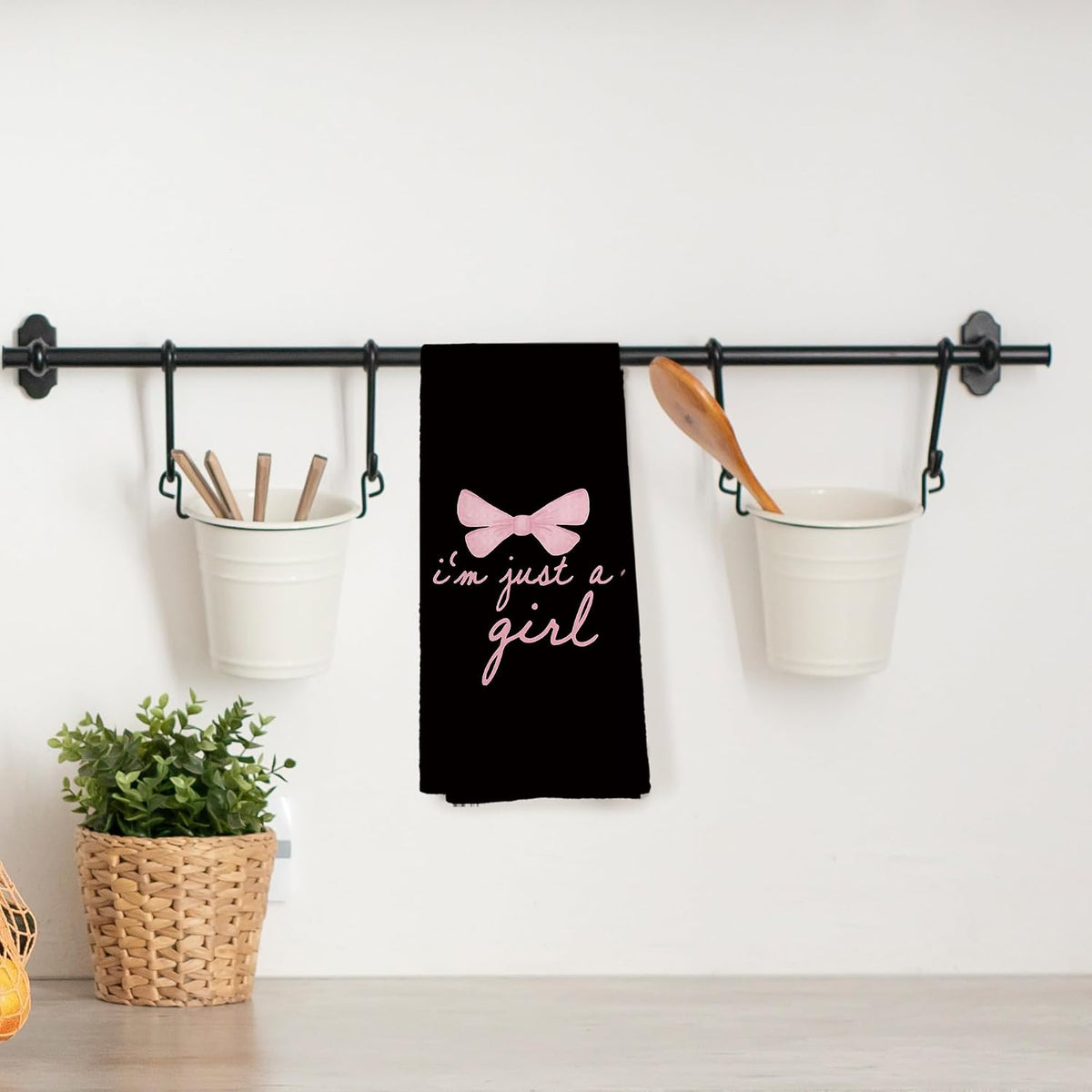 Coquette Trendy Black Pink Bows Kitchen Towels, Coquette Party Decor, Baby Girl Gifts, Girls Room College Dorm Apartment Bathroom Decor Decoration Tea Towels Kitchen Hand Towels 16x24 Inch