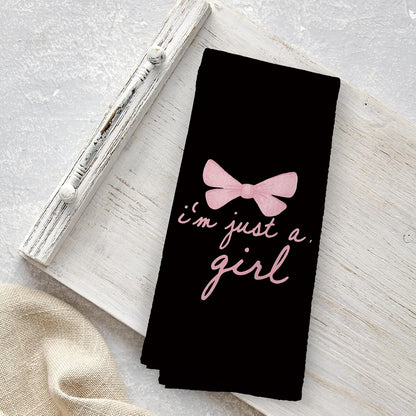 Coquette Trendy Black Pink Bows Kitchen Towels, Coquette Party Decor, Baby Girl Gifts, Girls Room College Dorm Apartment Bathroom Decor Decoration Tea Towels Kitchen Hand Towels 16x24 Inch