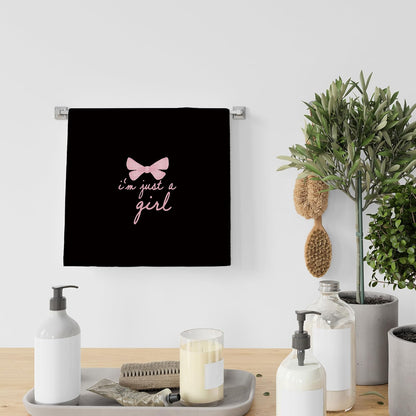 Coquette Trendy Black Pink Bows Kitchen Towels, Coquette Party Decor, Baby Girl Gifts, Girls Room College Dorm Apartment Bathroom Decor Decoration Tea Towels Kitchen Hand Towels 16x24 Inch