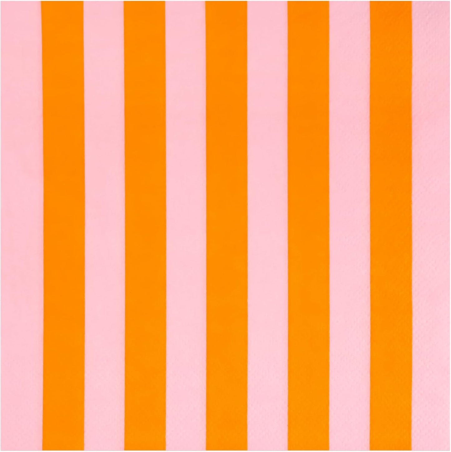 100Pcs Pink Orange Striped Disposable Paper Napkins 6.5in | Luncheon Cocktail Hand Towel Tequila Sunrise Bachelorette Tiki Summer Fruit Themed Party Supplies Table Decor